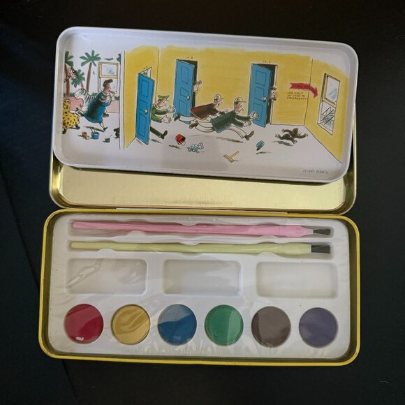 NWT Curious George 1995 Schylling Water Color Tin Set - Picture 1 of 4